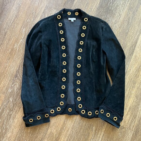 Vintage Cache Black Leather Eyelet Jacket - Picture 4 of 9